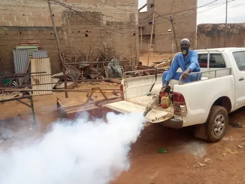 Health teams conducting mosquito control operations in Bamako