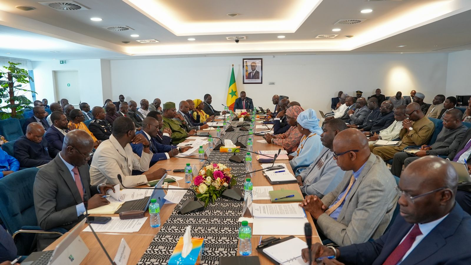 Prime Minister Ousmane Sonko chairing the inter-ministerial infrastructure council