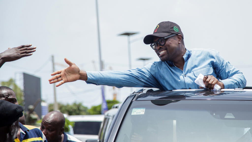 Romuald Wadagni campaigning in Cotonou, Benin, on April 10, 2026.