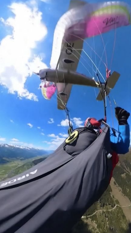 Une parapentiste a miraculeusement survécu à une collision avec un avion de tourisme au-dessus des Alpes autrichiennes. (franceinfo)