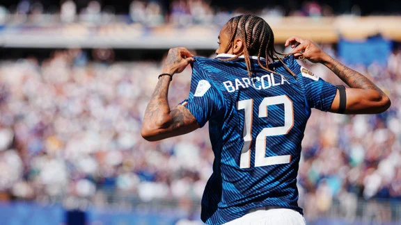 Bradley Barcola during a PSG match