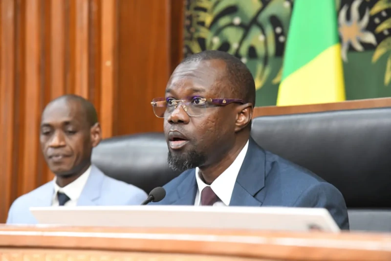 Ousmane Sonko speaking at the Assembly