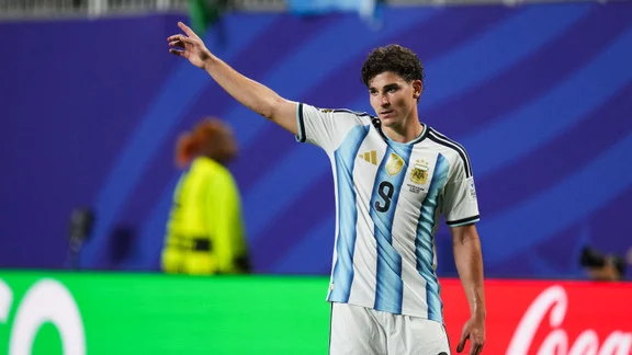 Julian Alvarez celebrating during a match