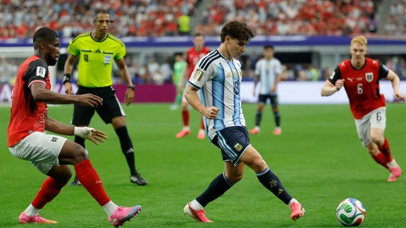 Julian Alvarez playing for Argentina