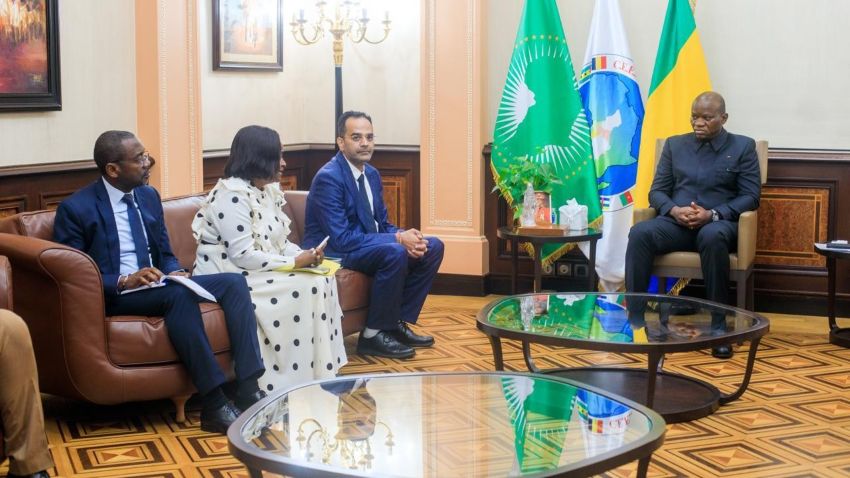 Gabonese health officials meeting with the President