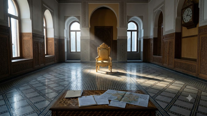 Empty royal throne symbolizing Morocco's leadership continuity