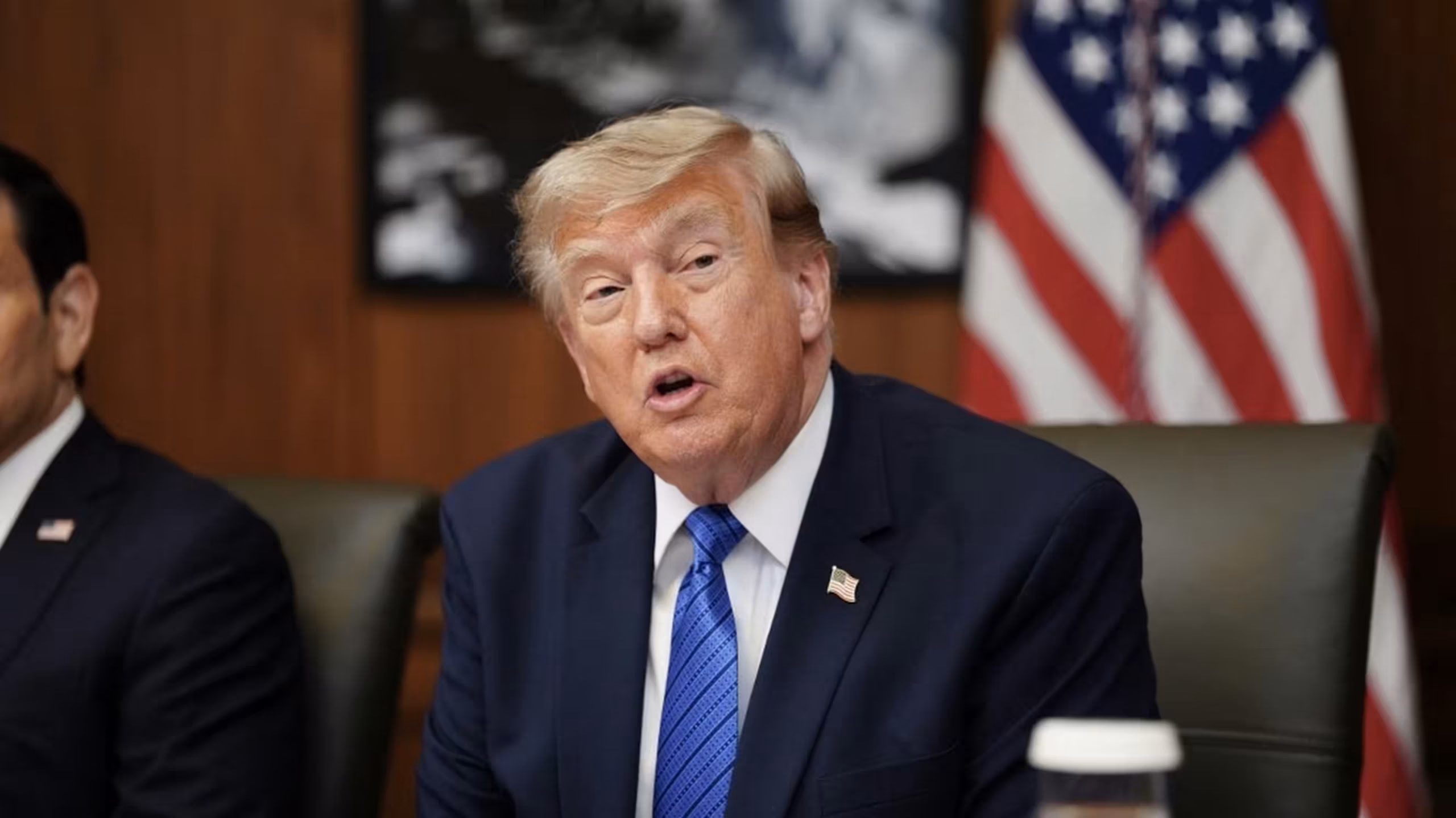 Former US President Donald Trump during a cabinet meeting at Camp David, Maryland, July 31, 2026