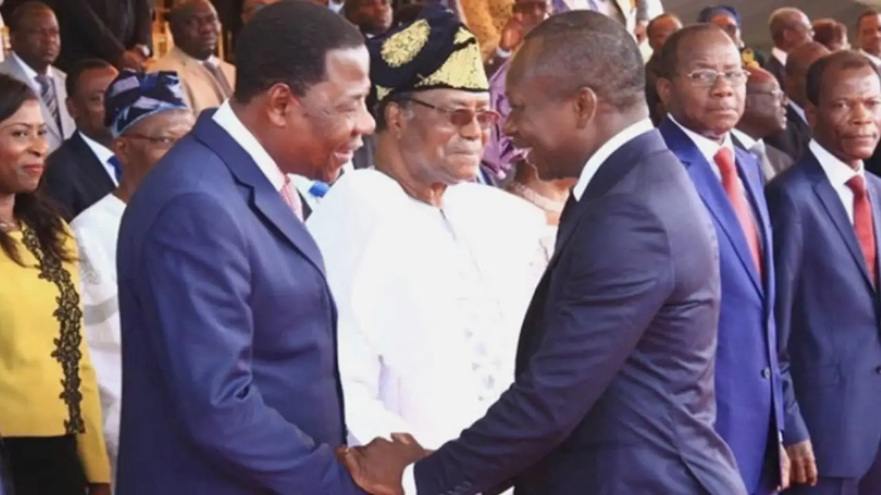 Former Beninese presidents Nicéphore Soglo, Boni Yayi, and Patrice Talon