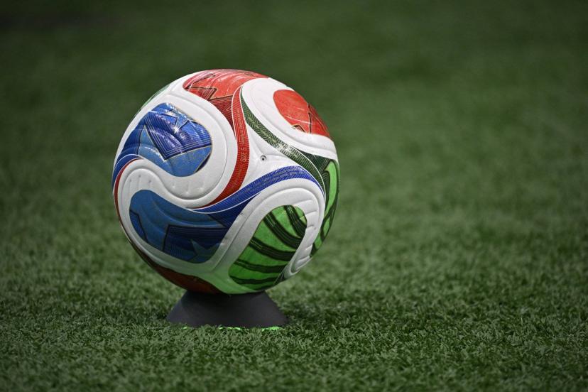 Football on the pitch during the match